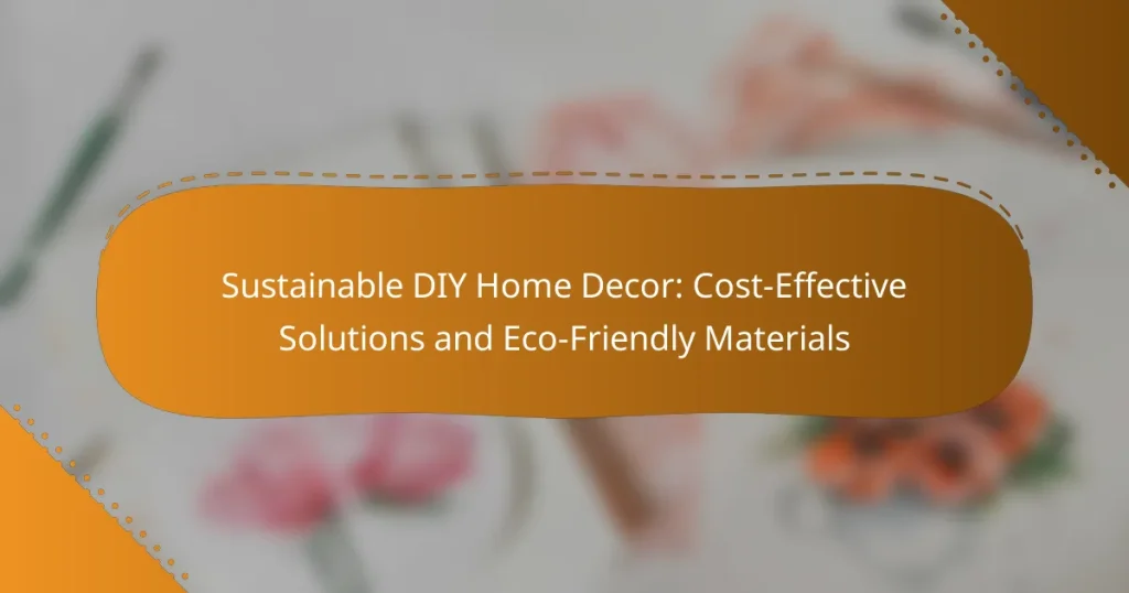 Sustainable DIY Home Decor: Cost-Effective Solutions and Eco-Friendly Materials