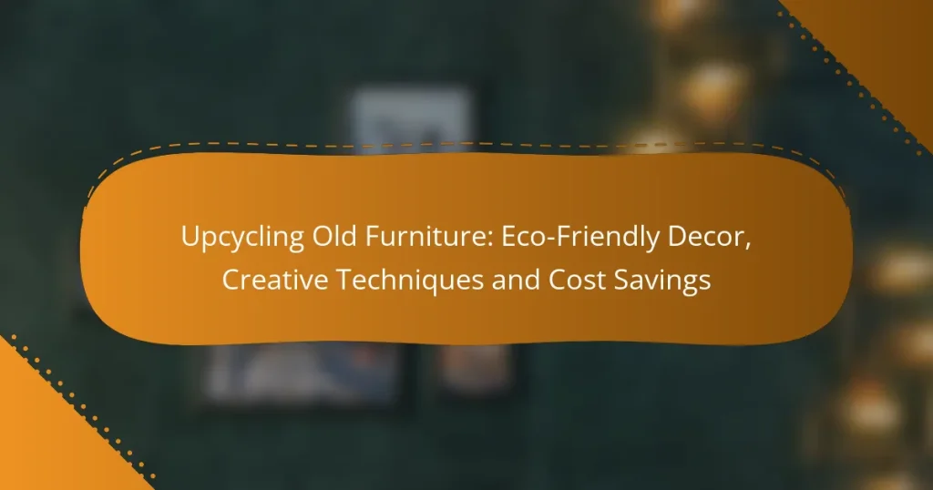 Upcycling Old Furniture: Eco-Friendly Decor, Creative Techniques and Cost Savings
