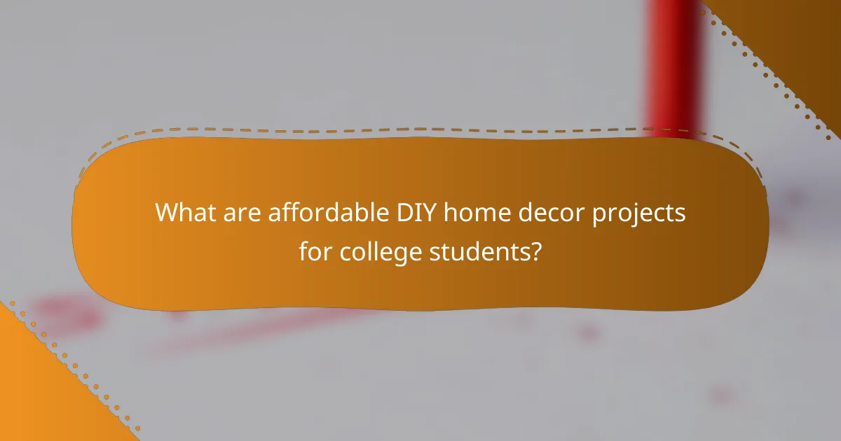 What are affordable DIY home decor projects for college students?