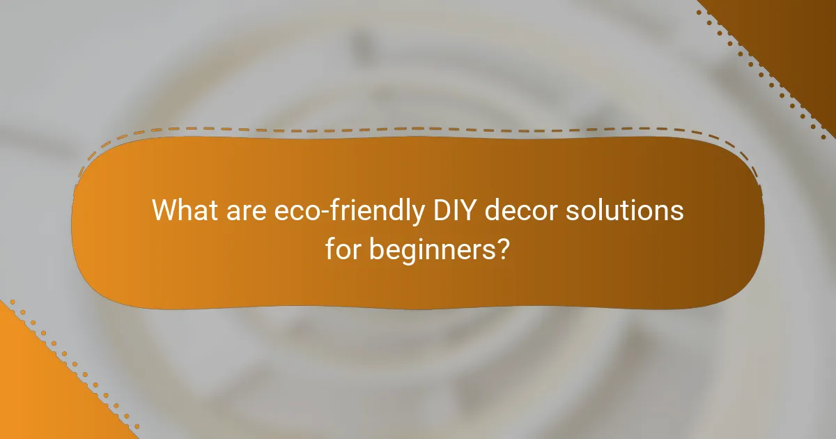 What are eco-friendly DIY decor solutions for beginners?