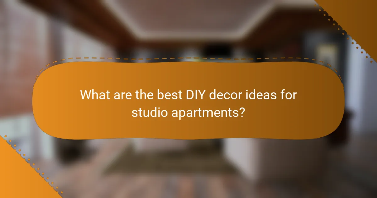 What are the best DIY decor ideas for studio apartments?