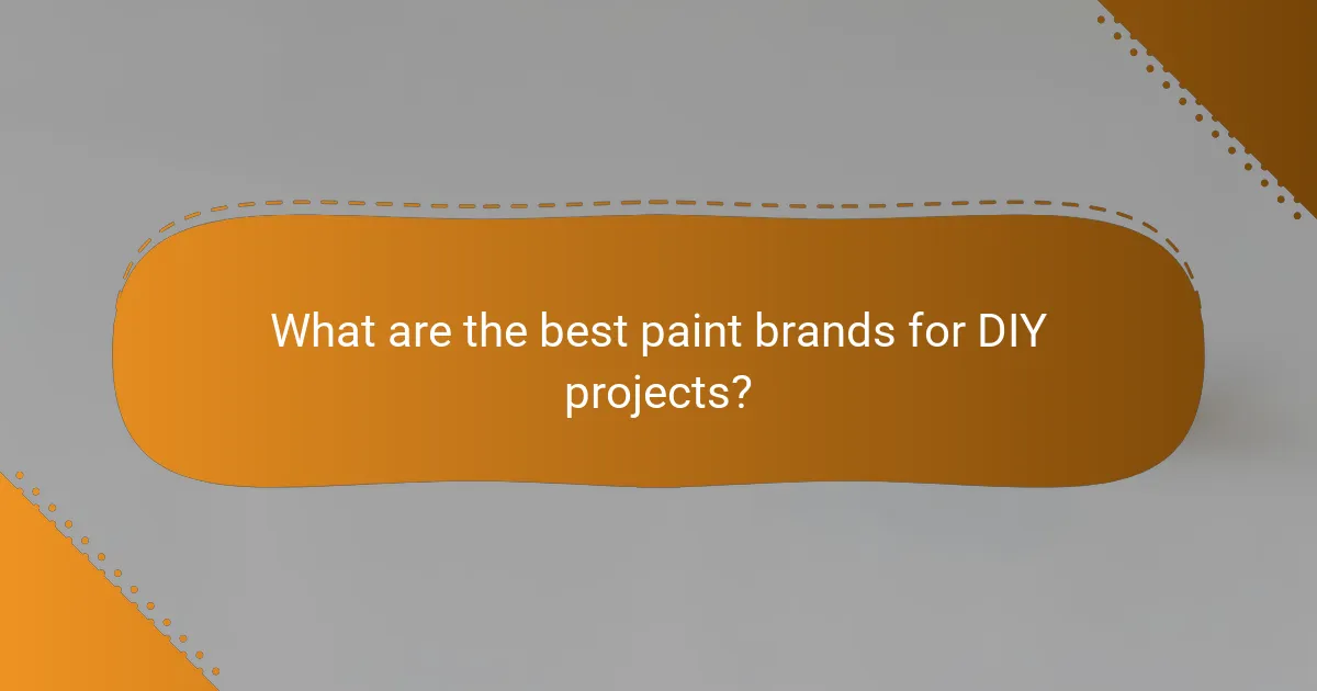 What are the best paint brands for DIY projects?